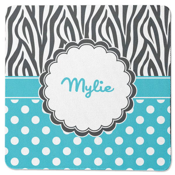 Custom Dots & Zebra Square Rubber Backed Coaster (Personalized)