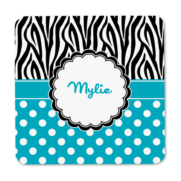 Dots & Zebra Square Fridge Magnet - FRONT