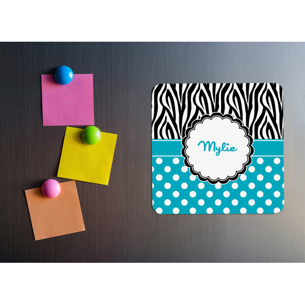 Dots & Zebra Square Fridge Magnet - LIFESTYLE