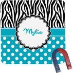 Dots & Zebra Square Fridge Magnet (Personalized)