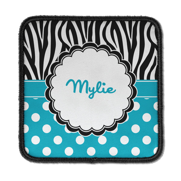 Custom Dots & Zebra Iron On Square Patch w/ Name or Text