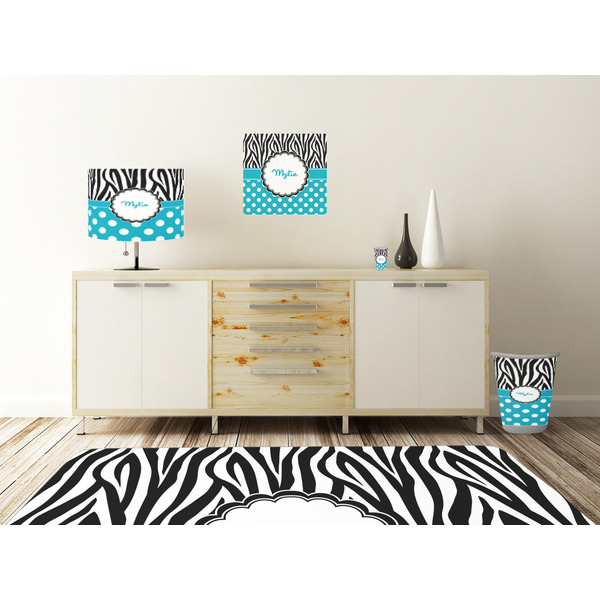 Dots & Zebra Square Wall Decal Wooden Desk
