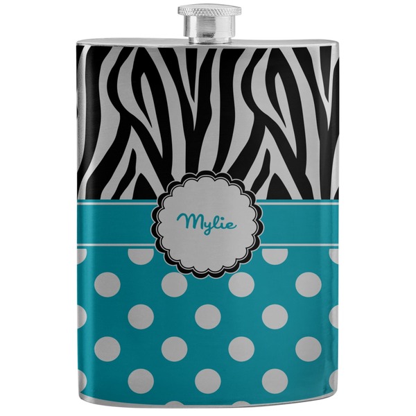 Custom Dots & Zebra Stainless Steel Flask (Personalized)