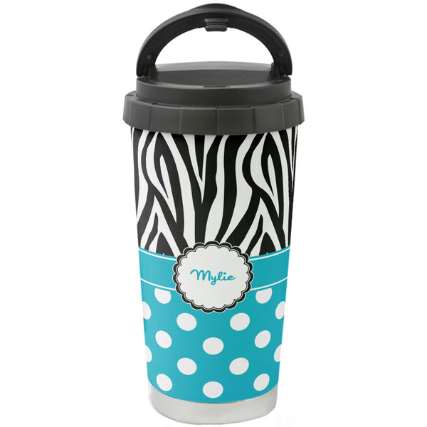 Custom Dots & Zebra Stainless Steel Coffee Tumbler (Personalized)