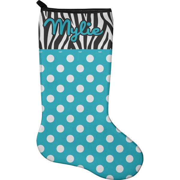 Custom Dots & Zebra Holiday Stocking - Neoprene (Personalized)