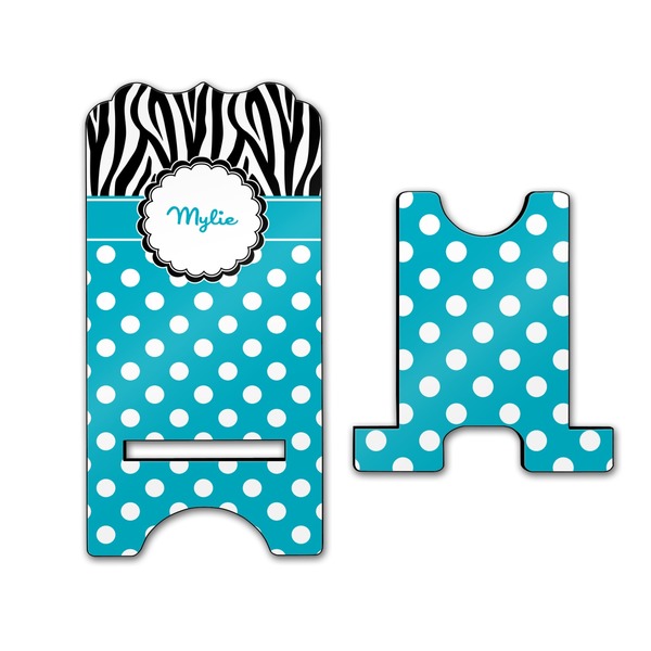 Dots & Zebra Stylized Phone Stand - Front & Back - Large