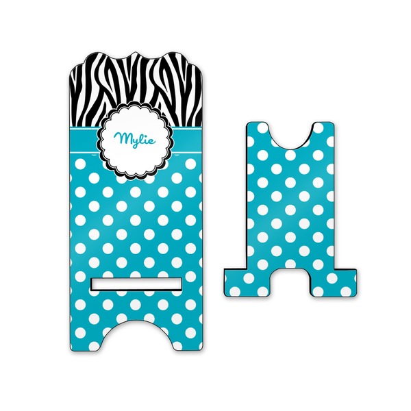 Dots & Zebra Stylized Phone Stand - Front & Back - Small