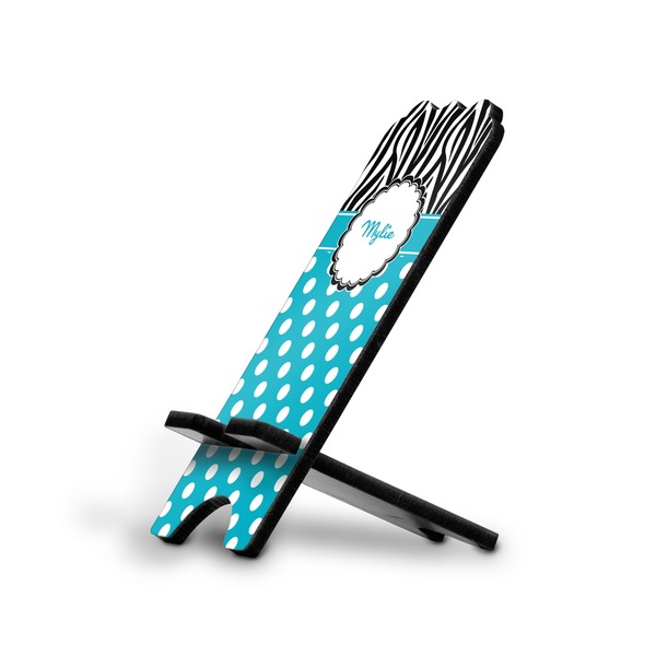 Custom Dots & Zebra Stylized Cell Phone Stand - Small w/ Name or Text