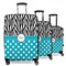 Dots & Zebra 3 Piece Luggage Set - 20" Carry On, 24" Medium Checked, 28" Large Checked (Personalized)