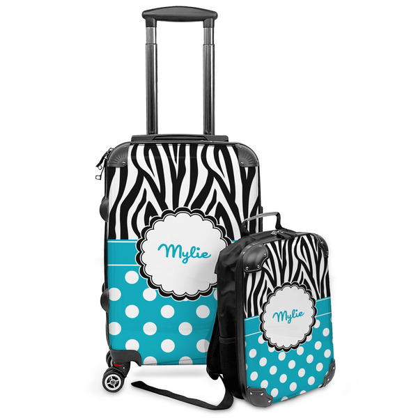 Custom Dots & Zebra Kids 2-Piece Luggage Set - Suitcase & Backpack (Personalized)