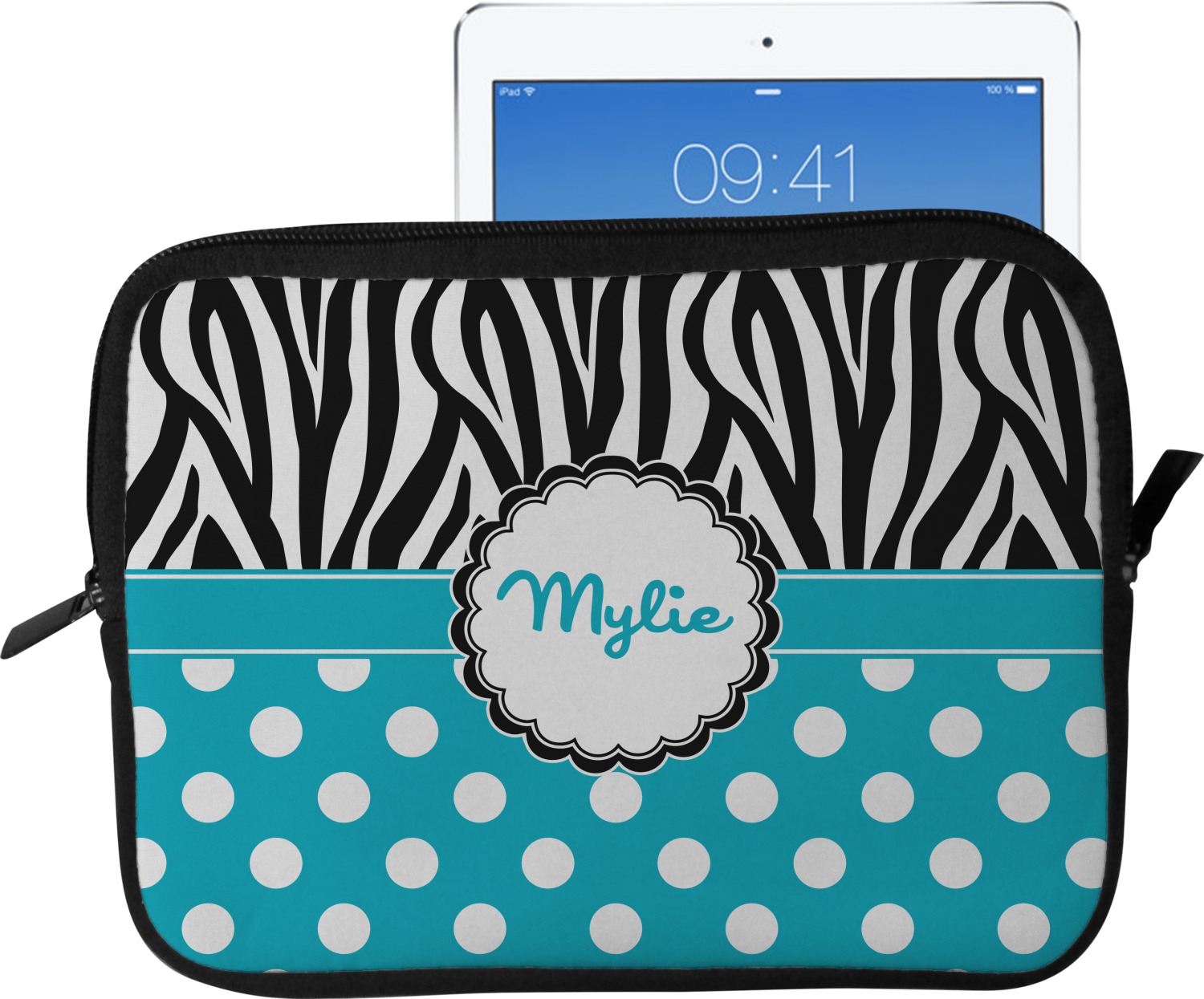 Dots & Zebra Tablet Case / Sleeve Large (Personalized) YouCustomizeIt