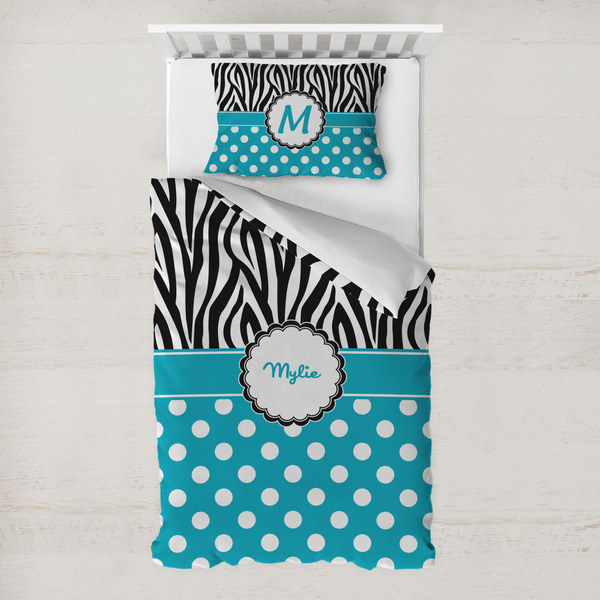 Custom Dots & Zebra Toddler Bedding Set - With Pillowcase (Personalized)