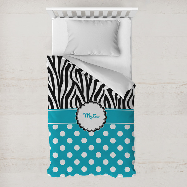 Custom Dots & Zebra Toddler Duvet Cover w/ Name or Text