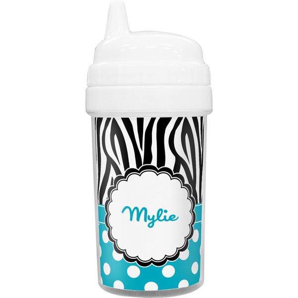 Custom Dots & Zebra Toddler Sippy Cup (Personalized)