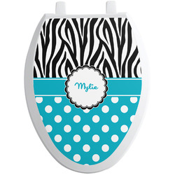 Dots & Zebra Toilet Seat Decal - Elongated (Personalized)