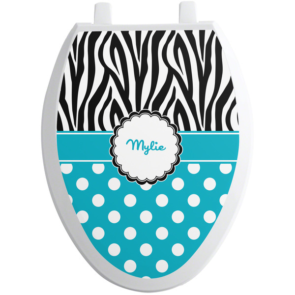 Dots & Zebra Toilet Seat Decal (Personalized)
