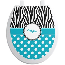 Dots & Zebra Toilet Seat Decal - Round (Personalized)