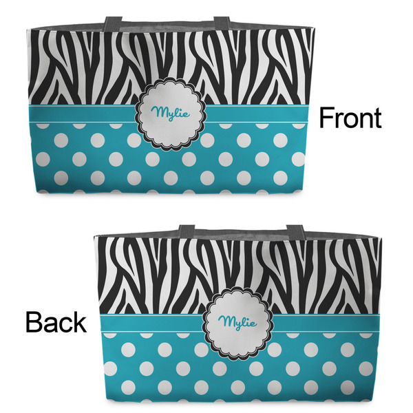 Dots & Zebra Tote w/Black Handles - Front & Back Views