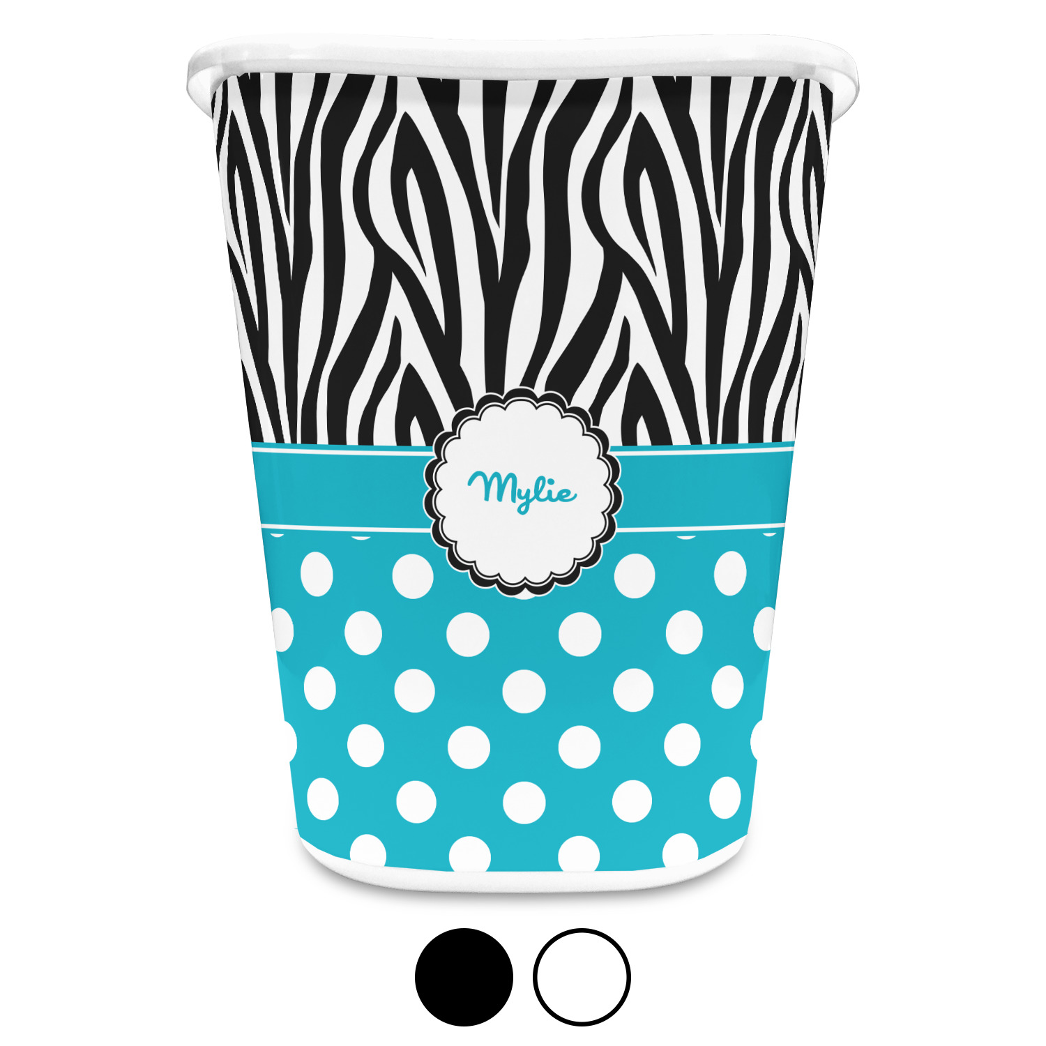 Dots & Zebra Waste Basket (Personalized) YouCustomizeIt