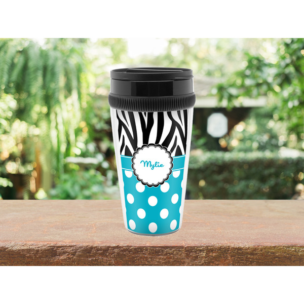 Dots & Zebra Travel Mug Lifestyle (Personalized)