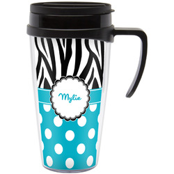 Dots & Zebra Acrylic Travel Mug with Handle (Personalized)