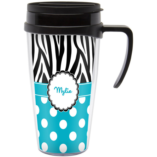 Custom Dots & Zebra Acrylic Travel Mug with Handle (Personalized)