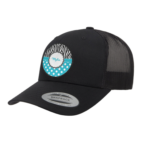 Custom Dots & Zebra Trucker Hat - Black (Personalized)