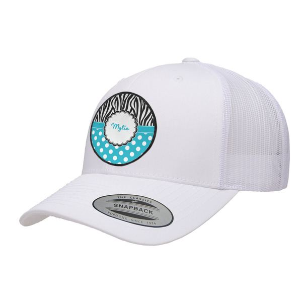 Custom Dots & Zebra Trucker Hat - White (Personalized)