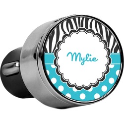 Dots & Zebra USB Car Charger (Personalized)