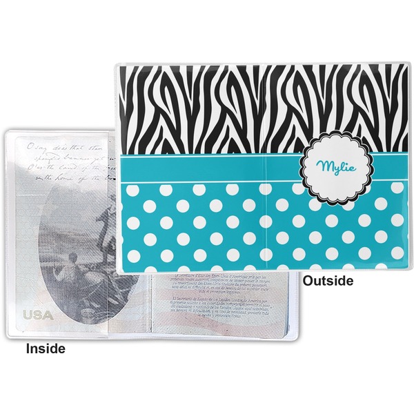 Dots & Zebra Vinyl Passport Holder - Flat Front and Back