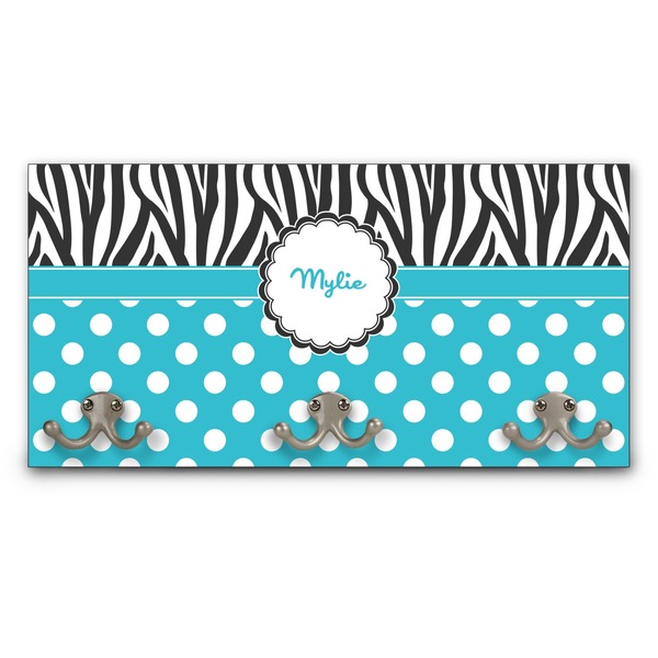 Custom Dots & Zebra Wall Mounted Coat Rack (Personalized)