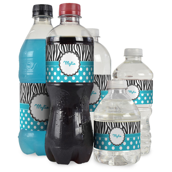 Dots & Zebra Water Bottle Label - Multiple Bottle Sizes