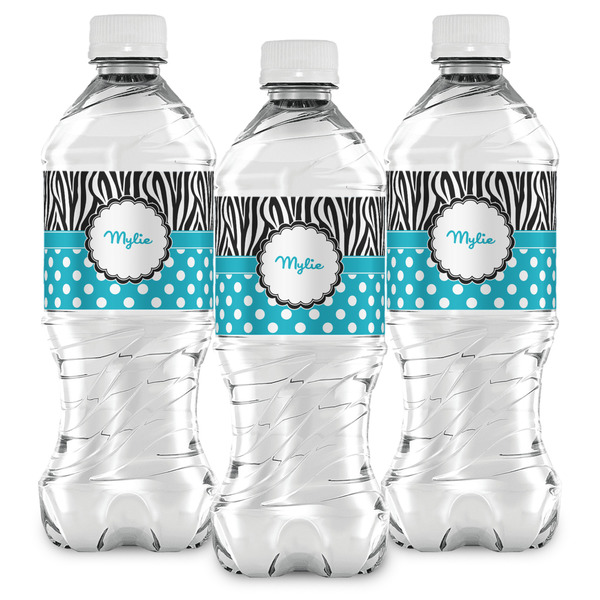 Dots & Zebra Water Bottle Labels - Front View