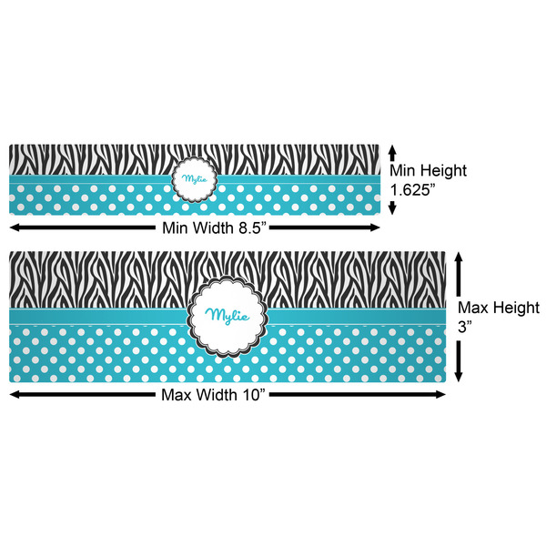 Dots & Zebra Water Bottle Labels w/ Dimensions