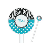 Dots & Zebra 5.5" Round Plastic Stir Sticks - White - Single Sided (Personalized)