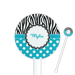 Dots & Zebra 5.5" Round Plastic Stir Sticks - White - Single Sided (Personalized)