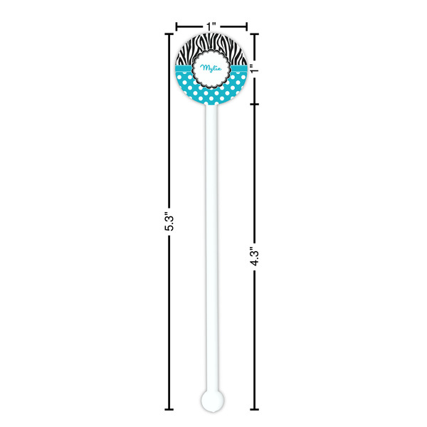 Dots & Zebra White Plastic 5.5" Stir Stick - Round - Dimensions