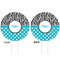 Dots & Zebra White Plastic 6" Food Pick - Round - Double Sided - Front & Back