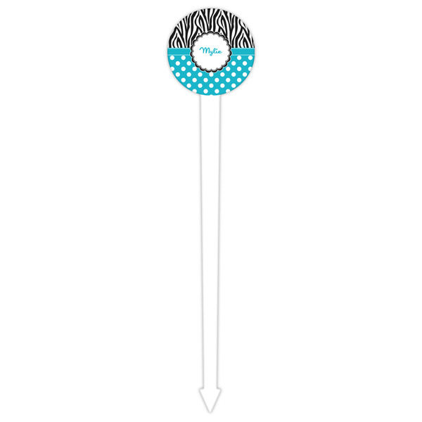 Dots & Zebra White Plastic 6" Food Pick - Round - Single Pick