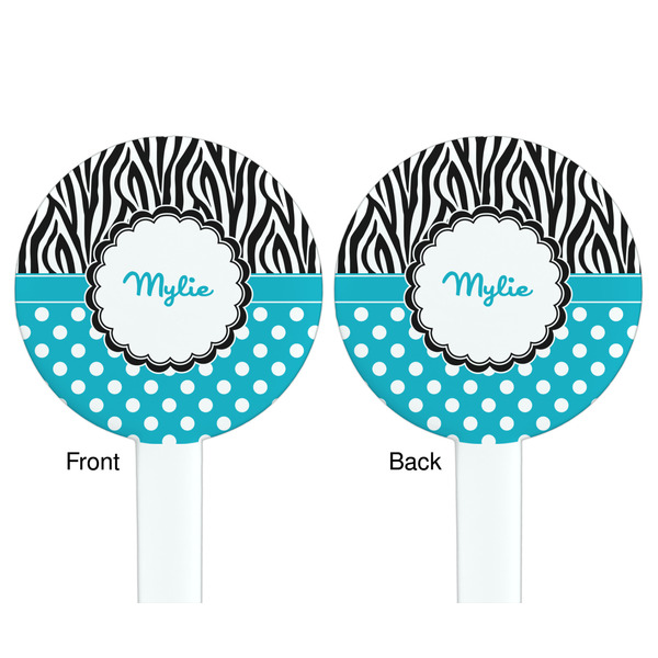 Dots & Zebra White Plastic 7" Stir Stick - Double Sided - Round - Front & Back