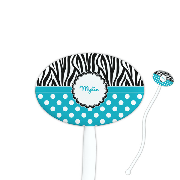 Custom Dots & Zebra Oval Plastic Stir Sticks (Personalized)