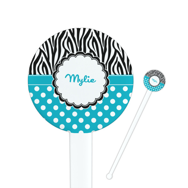 Custom Dots & Zebra Round Plastic Stir Sticks (Personalized)