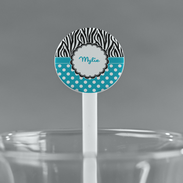Dots & Zebra White Plastic 7" Stir Stick - Round - Main