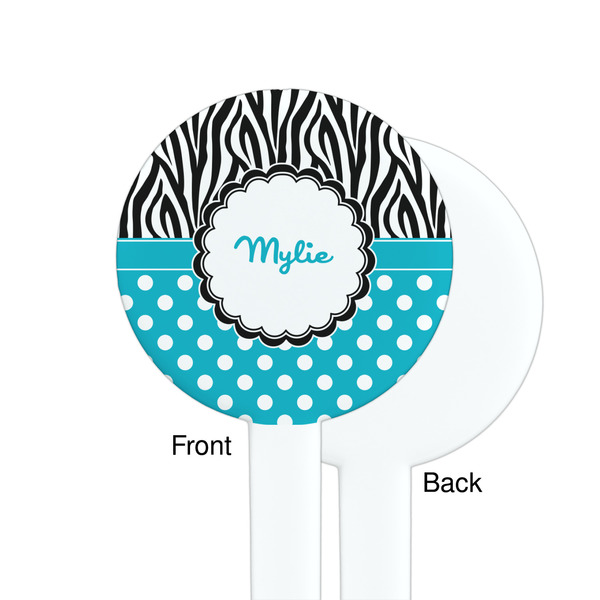 Dots & Zebra White Plastic 7" Stir Stick - Single Sided - Round - Front & Back