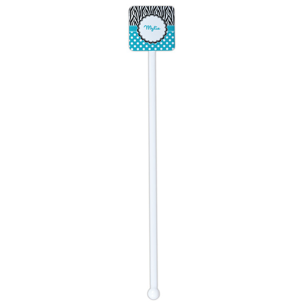 Dots & Zebra White Plastic Stir Stick - Double Sided - Square - Single Stick