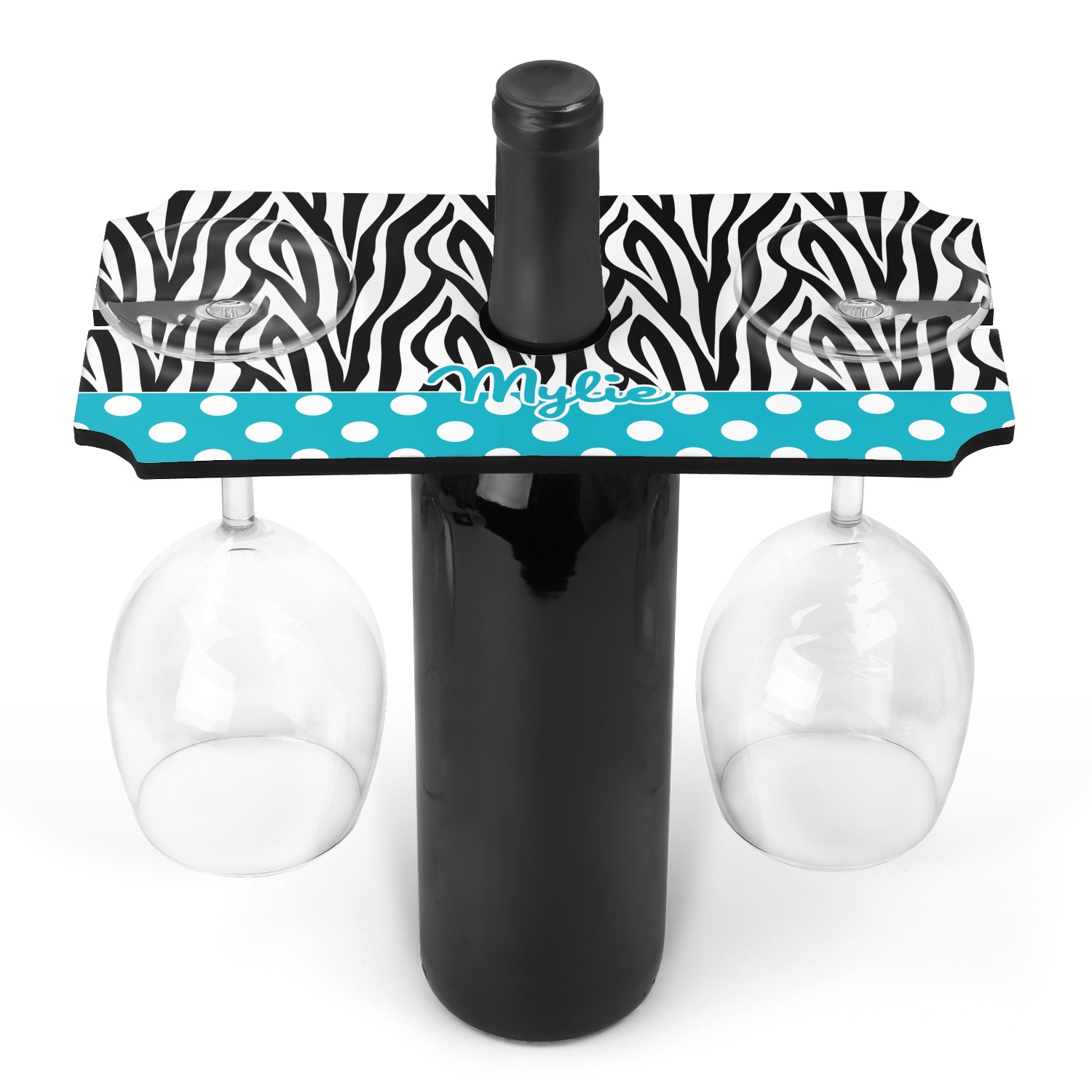 Custom Dots & Zebra Wine Bottle & Glass Holder (Personalized) YouCustomizeIt