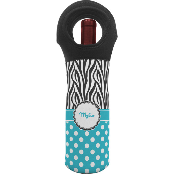 Custom Dots & Zebra Wine Tote Bag (Personalized)