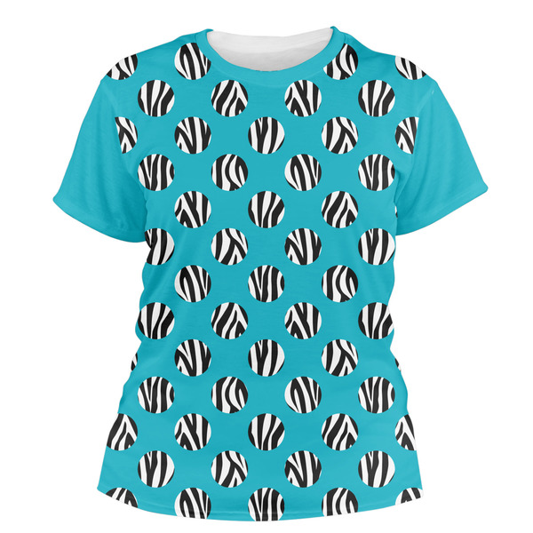 Custom Dots & Zebra Women's Crew T-Shirt - Large