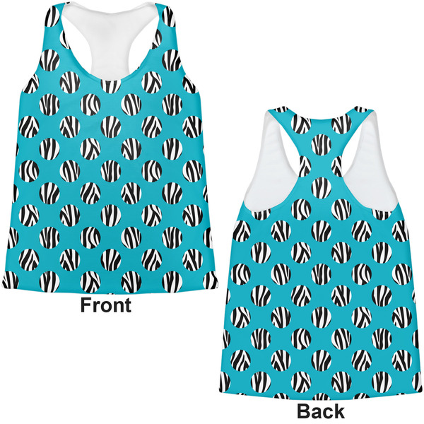 Dots & Zebra Womens Racerback Tank Tops - Medium - Front and Back