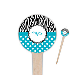 Dots & Zebra 4" Round Wooden Food Picks - Double Sided (Personalized)